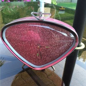 RETRO TRIANGLE PINK GLITTER WIND UP CLOCK